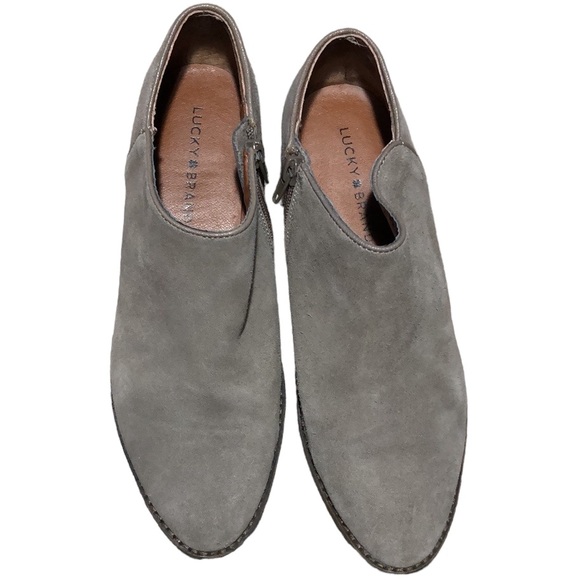 LUCKY BRAND | Women’s Taupe Faithly Suede Almond Toe Ankle Boot Booties size 8 - Picture 2 of 12